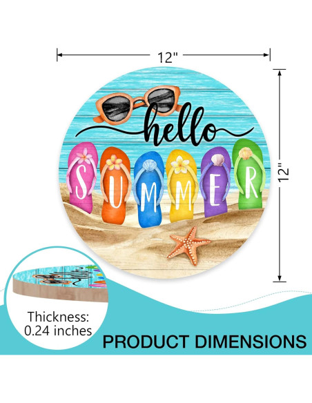 Cartel de Puerta Deroro Hola Verano Chanclas 30.48 cm Cartel de Puerta Deroro Hola Verano Chanclas 30.48 cm
