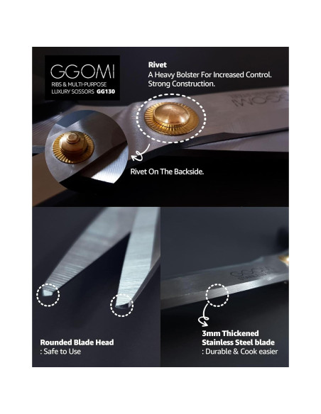 Tijeras de cocina GGOMI para carne Kalbi - Acero inoxidable 26 cm Tijeras de cocina GGOMI para carne Kalbi - Acero inoxidable 26 cm