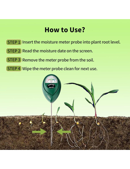 Medidor de Humedad del Suelo IUSEIT Verde 17 cm para Jardín Medidor de Humedad del Suelo IUSEIT Verde 17 cm para Jardín