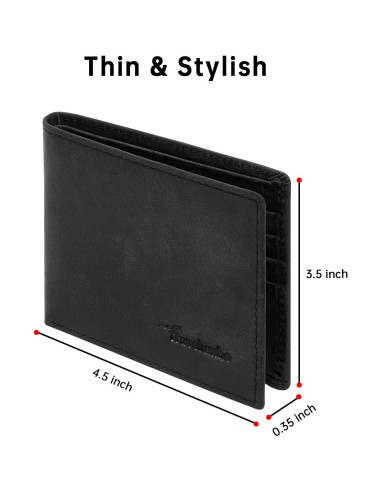 Cartera Bifold de Cuero Genuino Travelambo con Bloqueo RFID