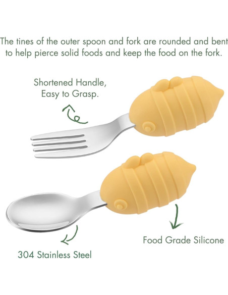 Juego de Cuchara y Tenedor para Bebés YIVEKO - Abejas Juego de Cuchara y Tenedor para Bebés YIVEKO - Abejas