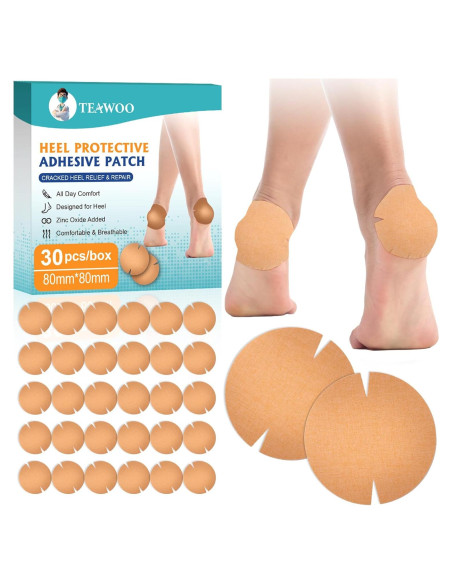 30 Parches Adhesivos TEAWOO para Talones Agrietados 80mm 30 Parches Adhesivos TEAWOO para Talones Agrietados 80mm
