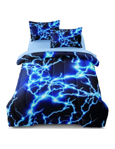 Juego de Ropa de Cama Twin Leaflin Rayos Azules 5 Piezas