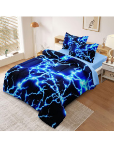 Juego de Ropa de Cama Twin Leaflin Rayos Azules 5 Piezas 2