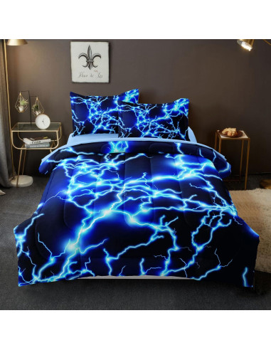 Juego de Ropa de Cama Twin Leaflin Rayos Azules 5 Piezas