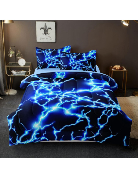 Juego de Ropa de Cama Twin Leaflin Rayos Azules 5 Piezas Juego de Ropa de Cama Twin Leaflin Rayos Azules 5 Piezas