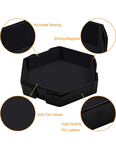 Bandeja de Dados Magnética Plegable SIQUK Hexagonal Negra
