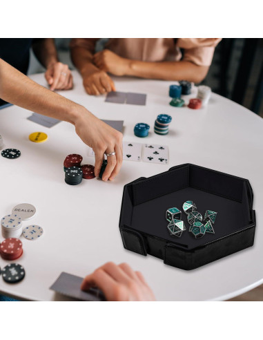 Bandeja de Dados Magnética Plegable SIQUK Hexagonal Negra