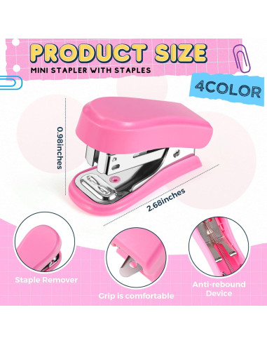 Juego de 12 Grapadoras Mini Ctosree con Grapas - 4 Colores