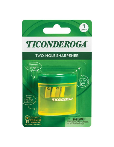 Sacapuntas Ticonderoga 2 Agujeros Amarillo Verde Ergonómico