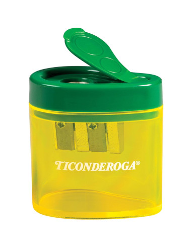 Sacapuntas Ticonderoga 2 Agujeros Amarillo Verde Ergonómico