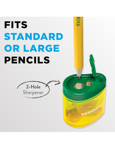 Sacapuntas Ticonderoga 2 Agujeros Amarillo Verde Ergonómico