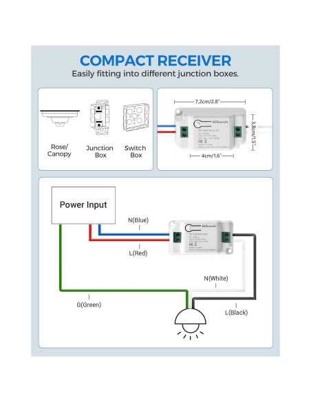 Kit Interruptor y Receptor Inalámbrico WILAWELS 100FT Kit Interruptor y Receptor Inalámbrico WILAWELS 100FT