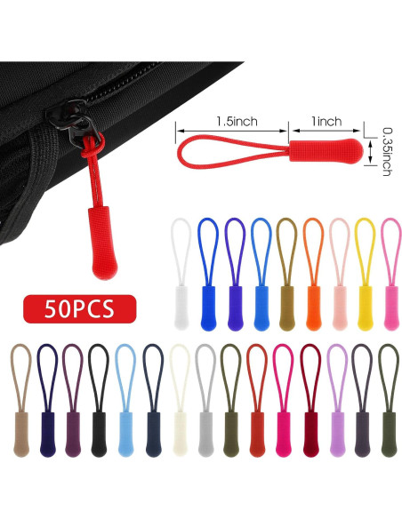 50 Piezas Reemplazo Tiradores de Cremallera Multicolor Bremorou 50 Piezas Reemplazo Tiradores de Cremallera Multicolor Bremorou