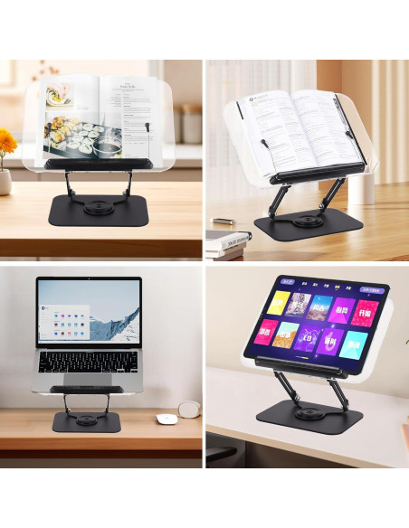 Soporte de Libro Ajustable ASIEIT de Acrílico 360 Plegable Soporte de Libro Ajustable ASIEIT de Acrílico 360 Plegable