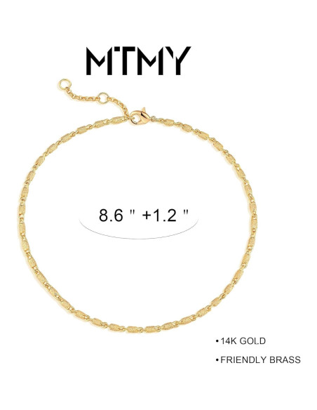 Pulsera de Tobillo MTMY Gold para Mujeres, Chapada en Oro 14K Pulsera de Tobillo MTMY Gold para Mujeres, Chapada en Oro 14K