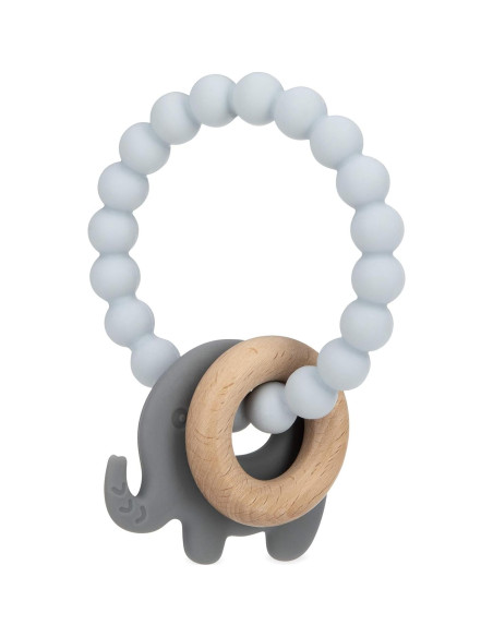 Mordedor de Dentición Nuby Elefante Gris 3M+ Madera y Silicona Mordedor de Dentición Nuby Elefante Gris 3M+ Madera y Silicona