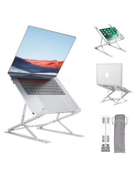Soporte para Laptop LENRUE AZ02 Ergonómico Plata Claro Soporte para Laptop LENRUE AZ02 Ergonómico Plata Claro