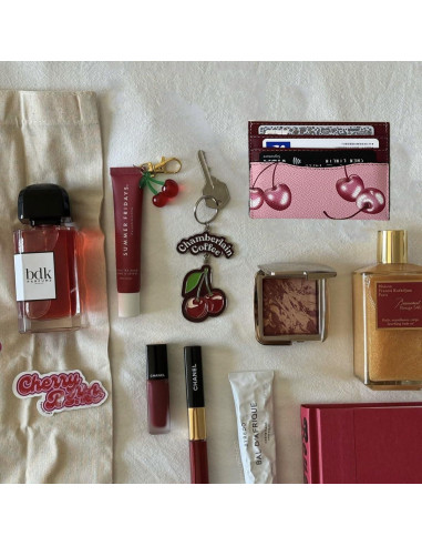 Funda delgada de cuero para tarjetas de crédito mujer - Rojo