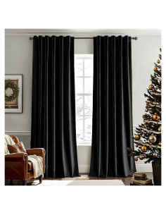 Cortinas de Terciopelo Negro Woaboy 132x213 cm, 2 Paneles