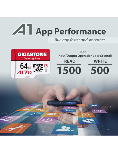 GIGASTONE 64GB Tarjeta Micro SD 2-Pack UHS-I U3 V30 4K