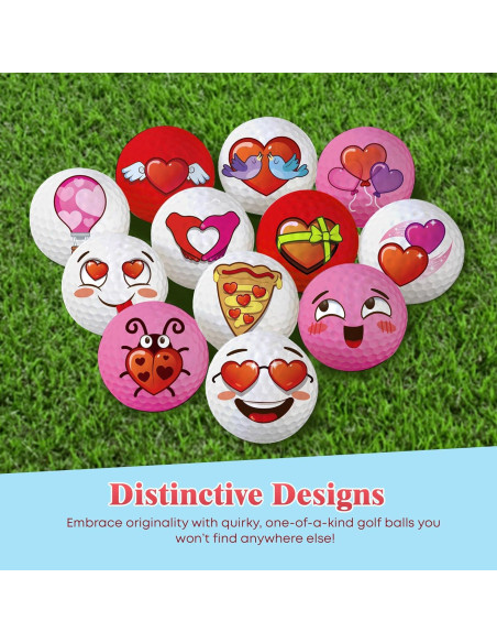 Conjunto de 12 Pelotas de Golf Oji Emoji - Temática Amor Conjunto de 12 Pelotas de Golf Oji Emoji - Temática Amor