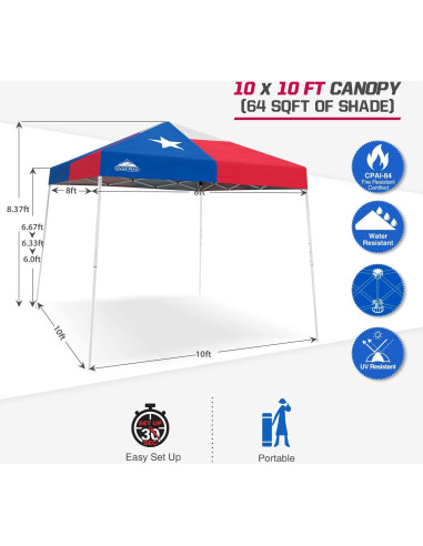 Carpa Plegable EAGLE PEAK 10x10 para Playa y Exterior