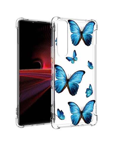 Funda de Silicona TPU para Sony Xperia 1 III Mariposa Azul