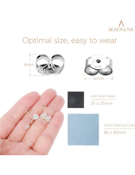 Respaldo de Aretes de Plata Esterlina 925 BEADNOVA - 12 Pcs Respaldo de Aretes de Plata Esterlina 925 BEADNOVA - 12 Pcs