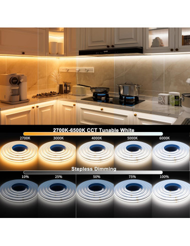 Cinta LED COB MIWISE 2m Regulable 2700K-6500K Control Remoto