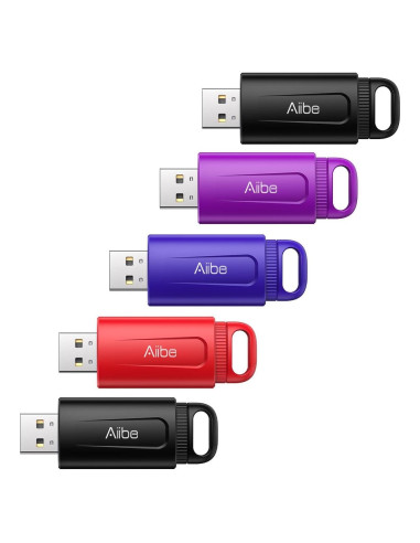 Paquete de 5 Unidades Flash USB Aiibe 32GB Colorido