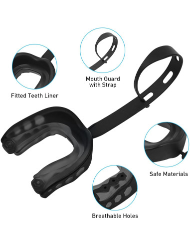 2 Pack Protector Bucal Deportivo MESUADESI Negro para Fútbol y Más