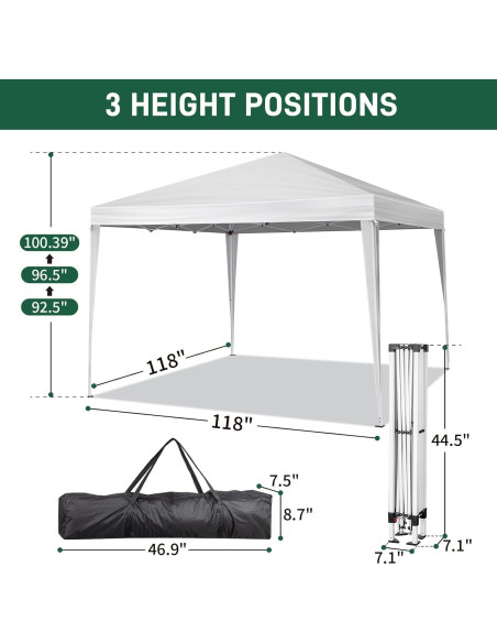 Carpa Plegable VINGLI 3x3m con Paredes Laterales Blanca Carpa Plegable VINGLI 3x3m con Paredes Laterales Blanca