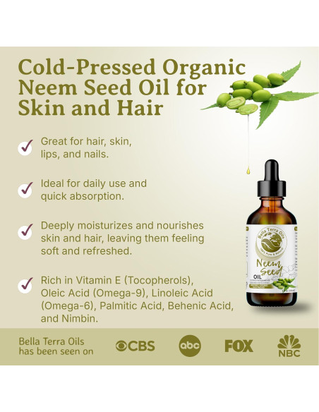 Aceite de Semilla de Neem Orgánico Bella Terra 236ml - Piel y Cabello Aceite de Semilla de Neem Orgánico Bella Terra 236ml - Piel y Cabello