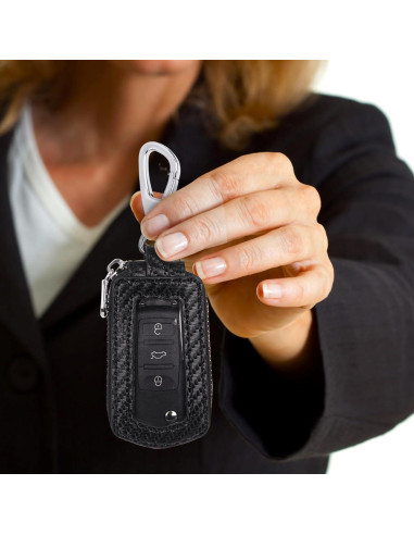 Funda de Llave Universal LinsCraft de Cuero Negro para Auto