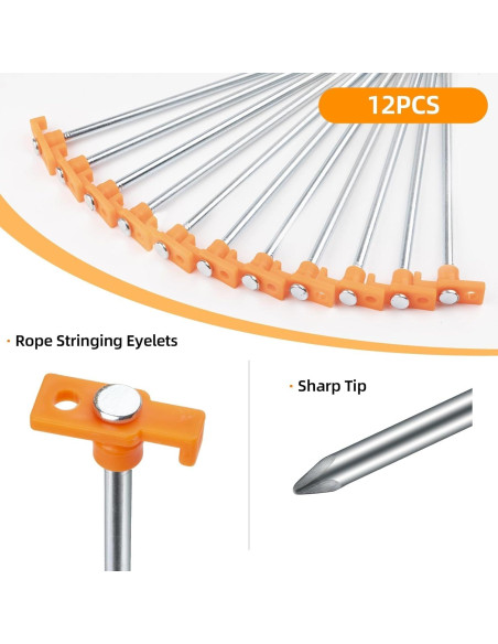 12 Estacas de Camping AVOFOREST 18 cm Antioxidante Naranja 12 Estacas de Camping AVOFOREST 18 cm Antioxidante Naranja