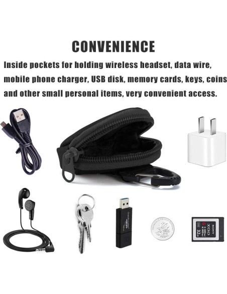 Monedero Táctico Pequeño 900D Nylon con Llavero - 2PCS Negro Monedero Táctico Pequeño 900D Nylon con Llavero - 2PCS Negro