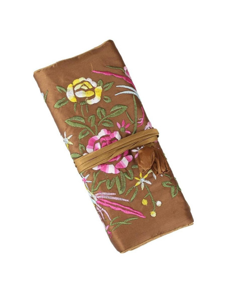 Organizador de Joyería de Seda Marrón Lidwot - Bolsa Plegable