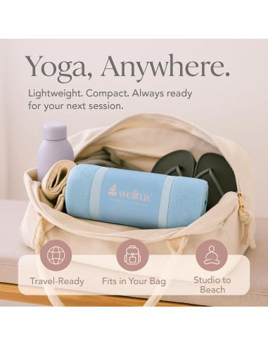 Toalla de Yoga Antideslizante Wellrox 187x66 cm Azul Microfibra