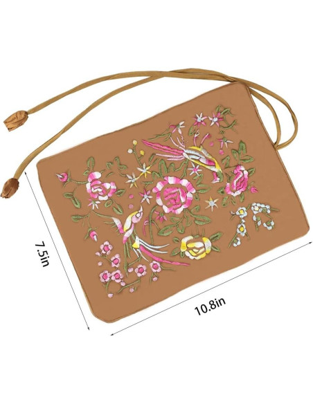 Organizador de Joyería de Seda Marrón Lidwot - Bolsa Plegable