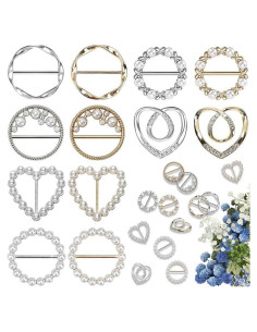 Anillos de Bufanda para Mujeres ADULLPONY 12PCS con Perlas y Rhinestones
