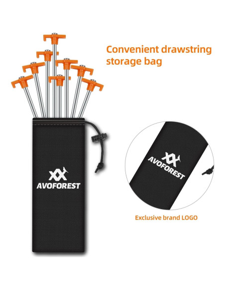 12 Estacas de Camping AVOFOREST 18 cm Antioxidante Naranja 12 Estacas de Camping AVOFOREST 18 cm Antioxidante Naranja