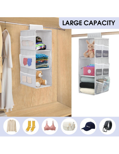 Organizador Colgante de Closet PetsHome 3 Estantes Gris