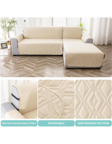 Cubierta de Sofá Seccional Genina Extra Grande Beige Impermeable