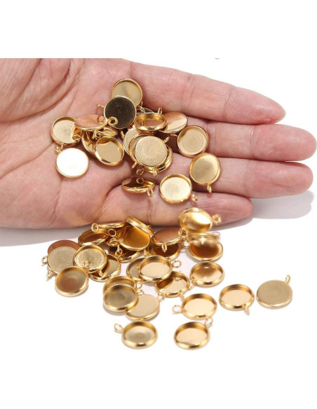 100 Piezas Bandejas de Colgante Ajuste 12mm Acero Inoxidable 100 Piezas Bandejas de Colgante Ajuste 12mm Acero Inoxidable