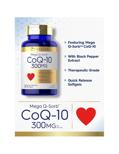 Carlyle CoQ10 300mg Mega Q-Sorb 120 Gelatinas Blandas