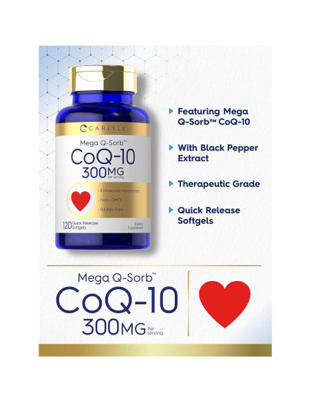 Carlyle CoQ10 300mg Mega Q-Sorb 120 Gelatinas Blandas Carlyle CoQ10 300mg Mega Q-Sorb 120 Gelatinas Blandas