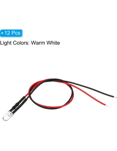 Diodos LED 5mm PATIKIL Blanco Cálido 12 Pcs 3V-6V
