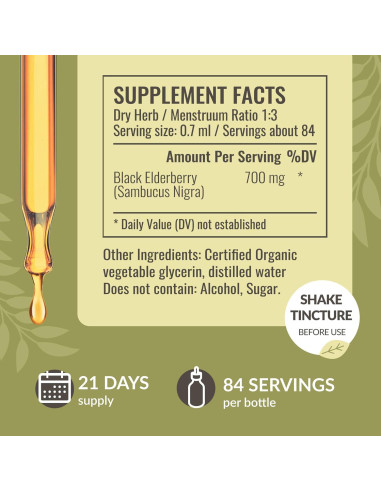 Gotas de Saúco Negro Herbamama 59 ml - Suplemento Inmunológico Vegano
