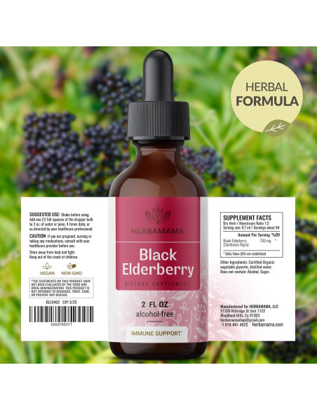 Gotas de Saúco Negro Herbamama 59 ml - Suplemento Inmunológico Vegano Gotas de Saúco Negro Herbamama 59 ml - Suplemento Inmunológico Vegano